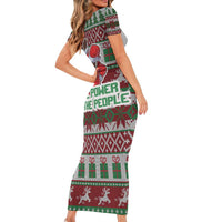 Africa Christmas Black Santa Fist Short Sleeve Bodycon Dress All Power to the People - Wonder Print Shop