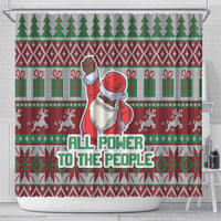 Africa Christmas Black Santa Fist Shower Curtain All Power to the People