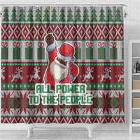 Africa Christmas Black Santa Fist Shower Curtain All Power to the People