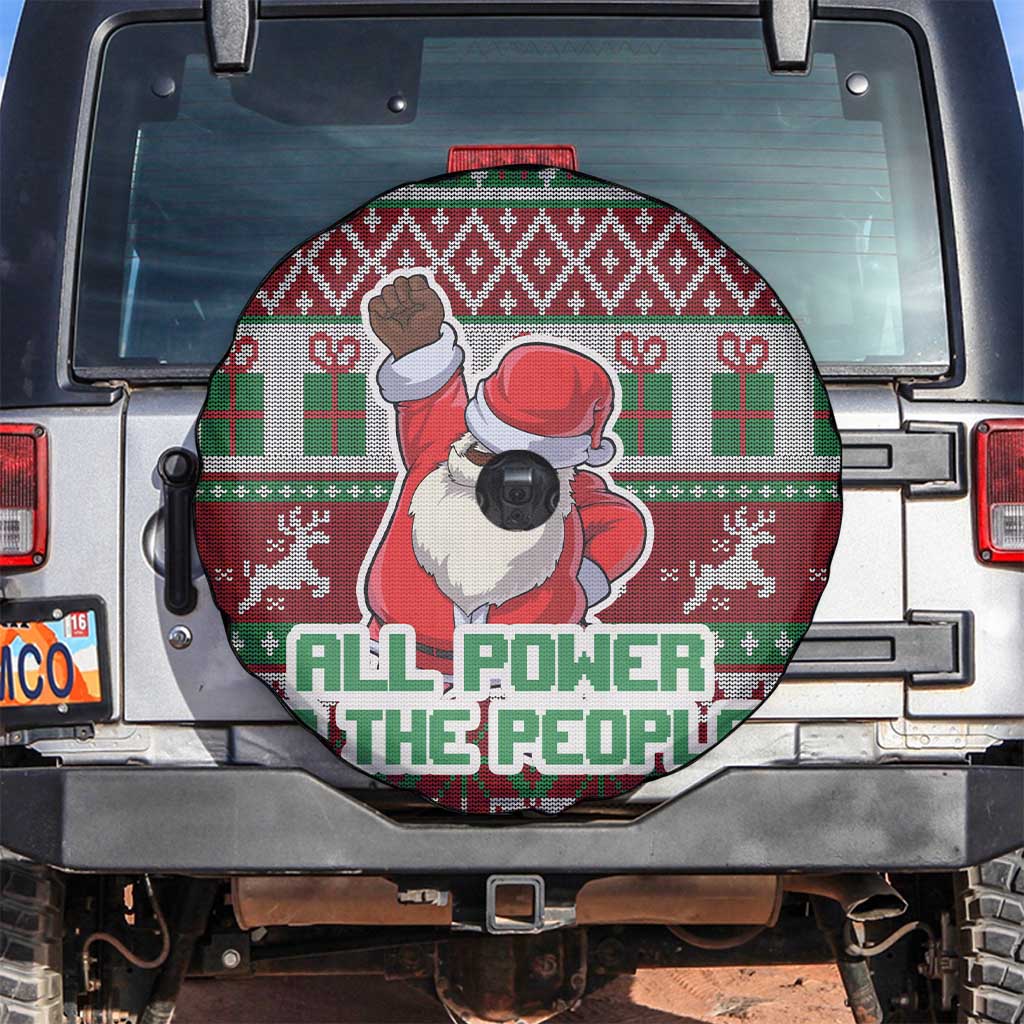 Africa Christmas Black Santa Fist Spare Tire Cover All Power to the People - Wonder Print Shop