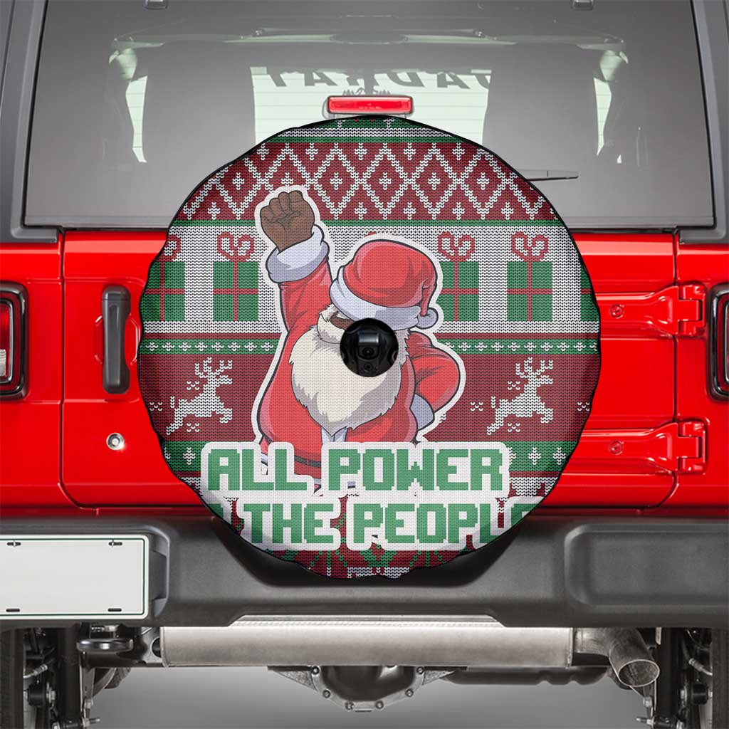 Africa Christmas Black Santa Fist Spare Tire Cover All Power to the People - Wonder Print Shop