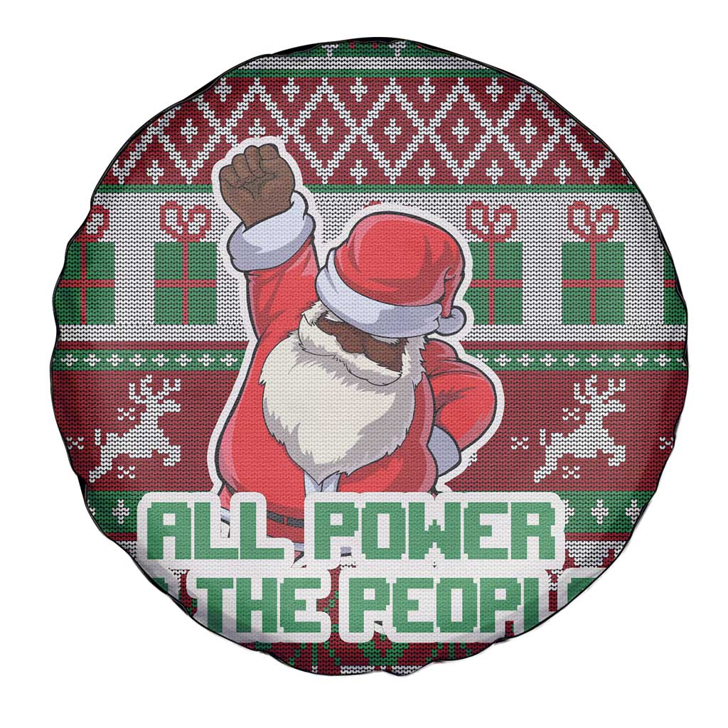 Africa Christmas Black Santa Fist Spare Tire Cover All Power to the People - Wonder Print Shop