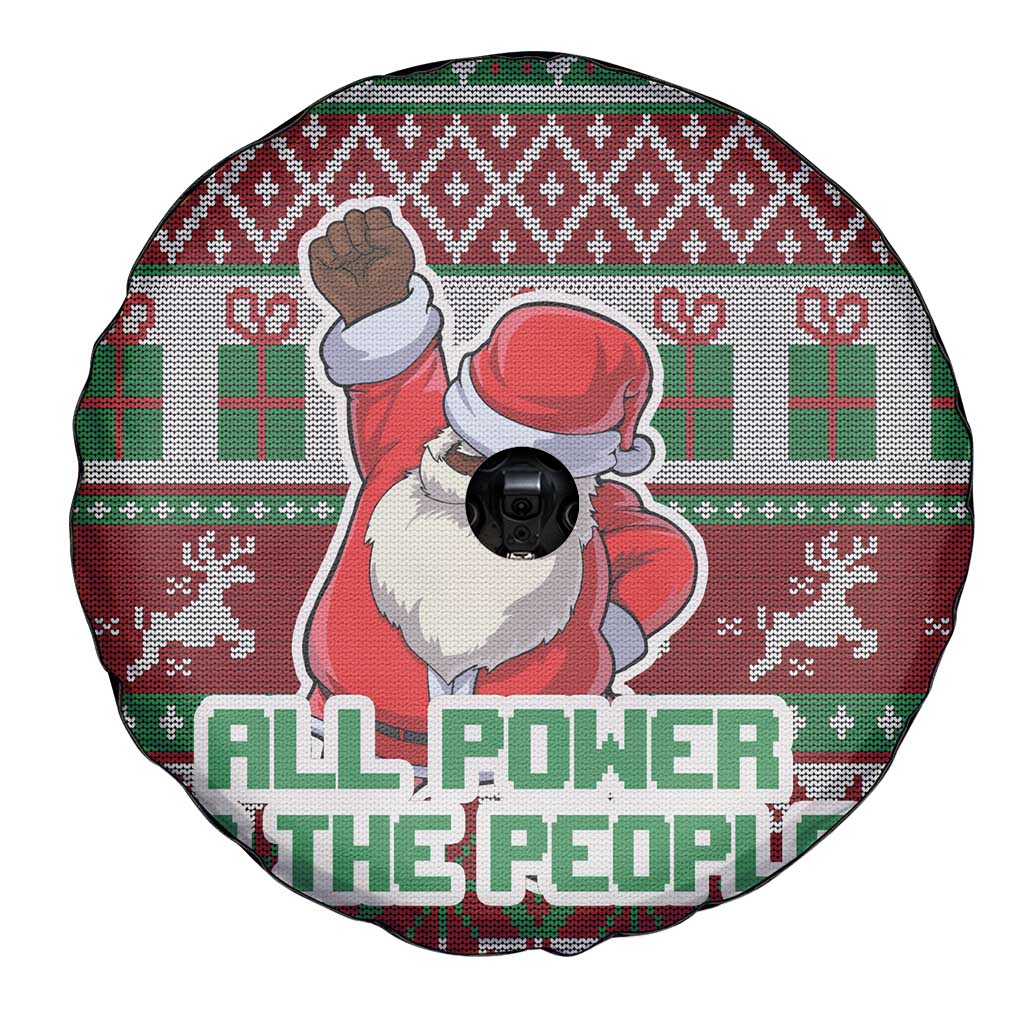 Africa Christmas Black Santa Fist Spare Tire Cover All Power to the People - Wonder Print Shop