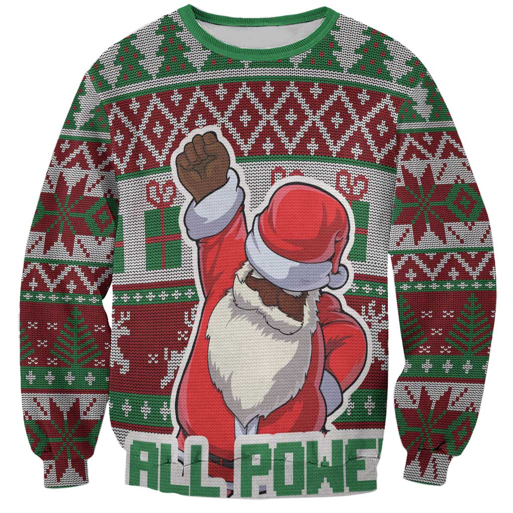Africa Christmas Black Santa Fist Sweatshirt All Power to the People - Wonder Print Shop