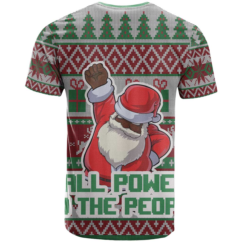 Africa Christmas Black Santa Fist T Shirt All Power to the People - Wonder Print Shop