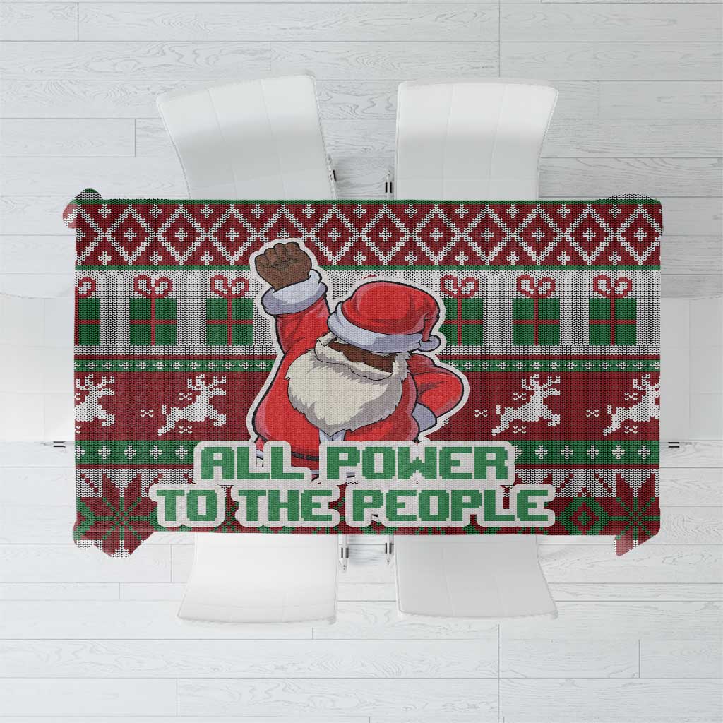 Africa Christmas Black Santa Fist Tablecloth All Power to the People - Wonder Print Shop