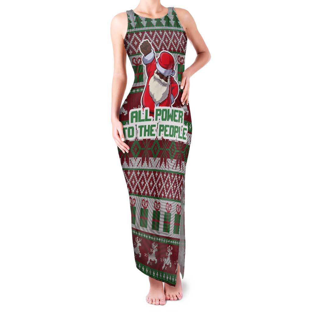 Africa Christmas Black Santa Fist Tank Maxi Dress All Power to the People - Wonder Print Shop