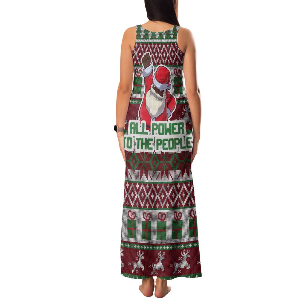 Africa Christmas Black Santa Fist Tank Maxi Dress All Power to the People - Wonder Print Shop
