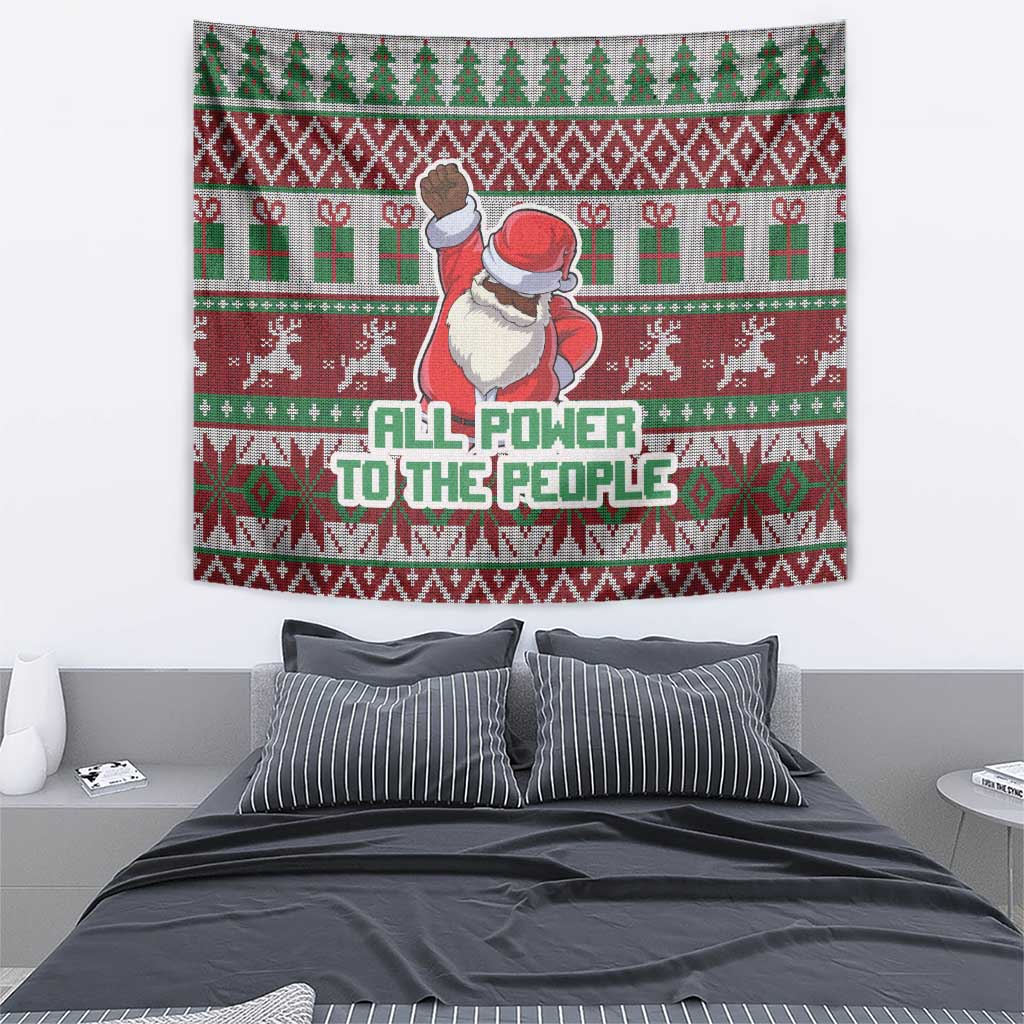 Africa Christmas Black Santa Fist Tapestry All Power to the People - Wonder Print Shop