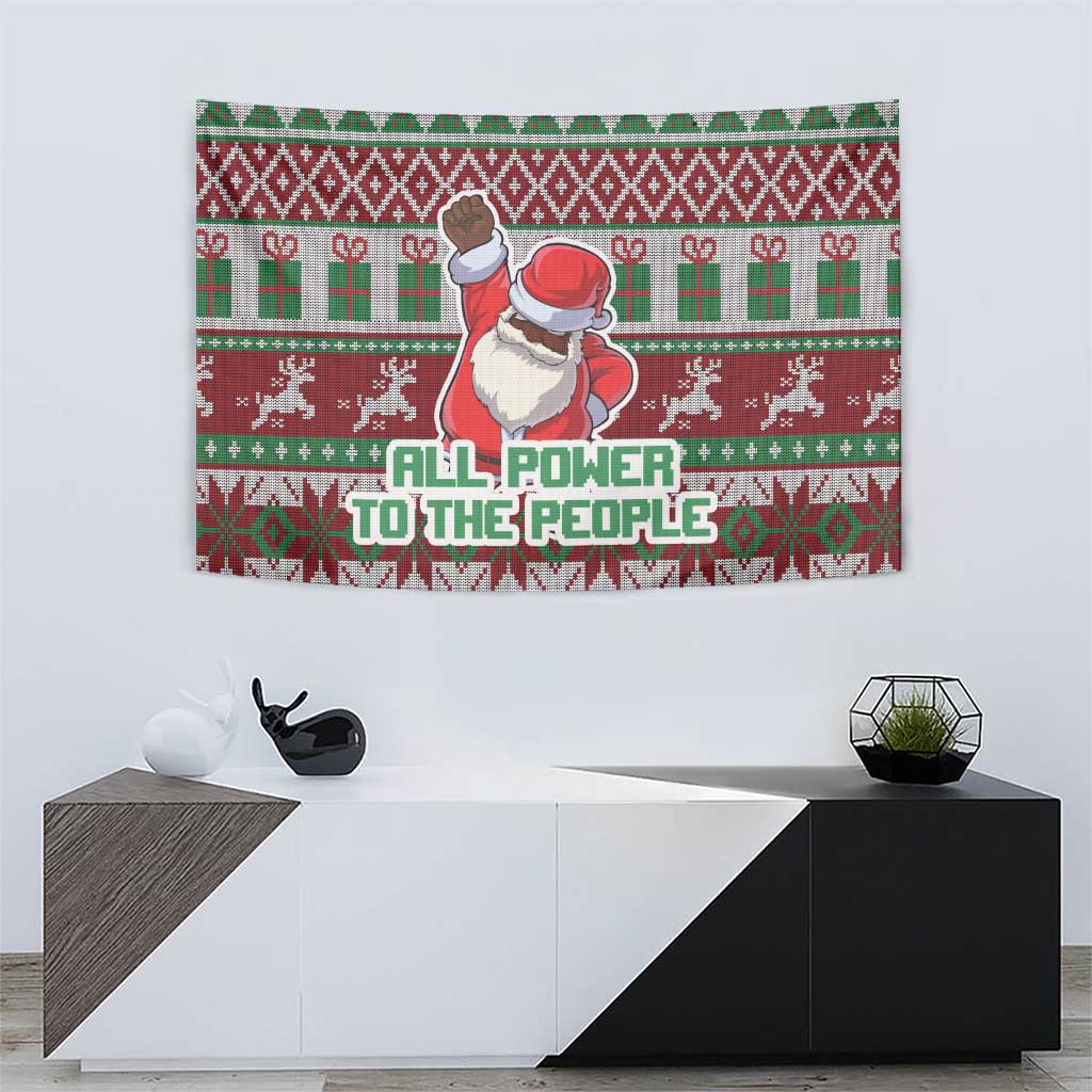 Africa Christmas Black Santa Fist Tapestry All Power to the People - Wonder Print Shop