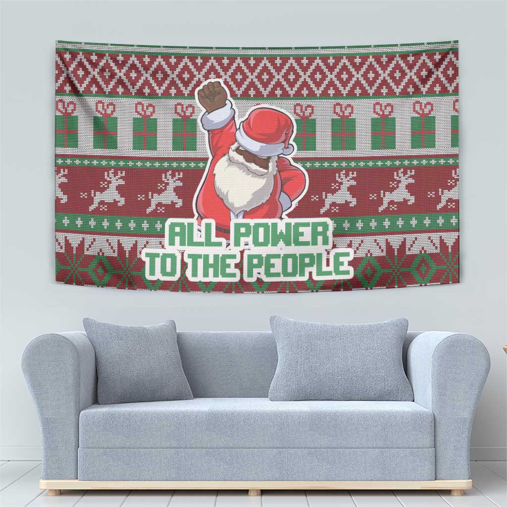 Africa Christmas Black Santa Fist Tapestry All Power to the People - Wonder Print Shop