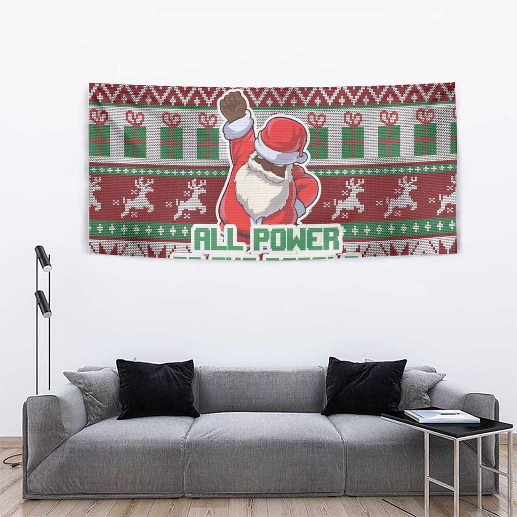 Africa Christmas Black Santa Fist Tapestry All Power to the People - Wonder Print Shop