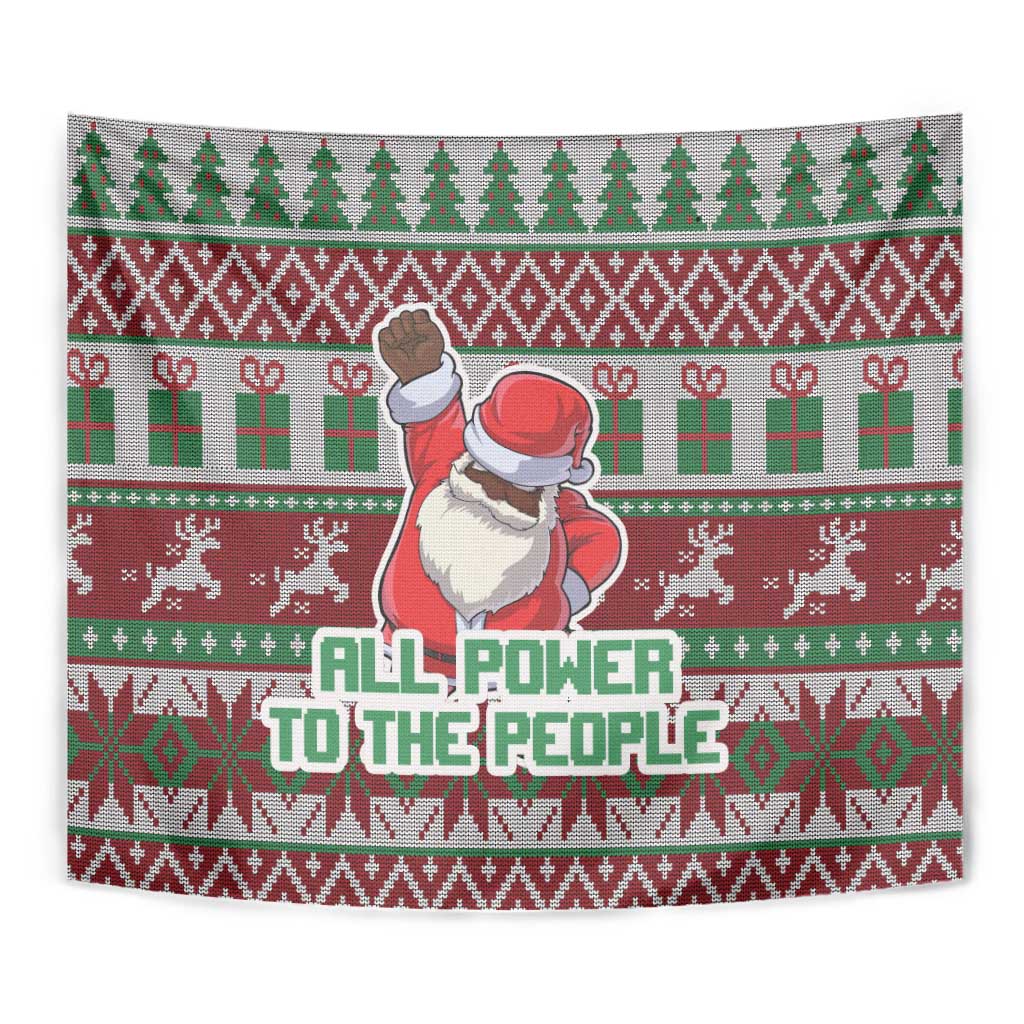 Africa Christmas Black Santa Fist Tapestry All Power to the People - Wonder Print Shop