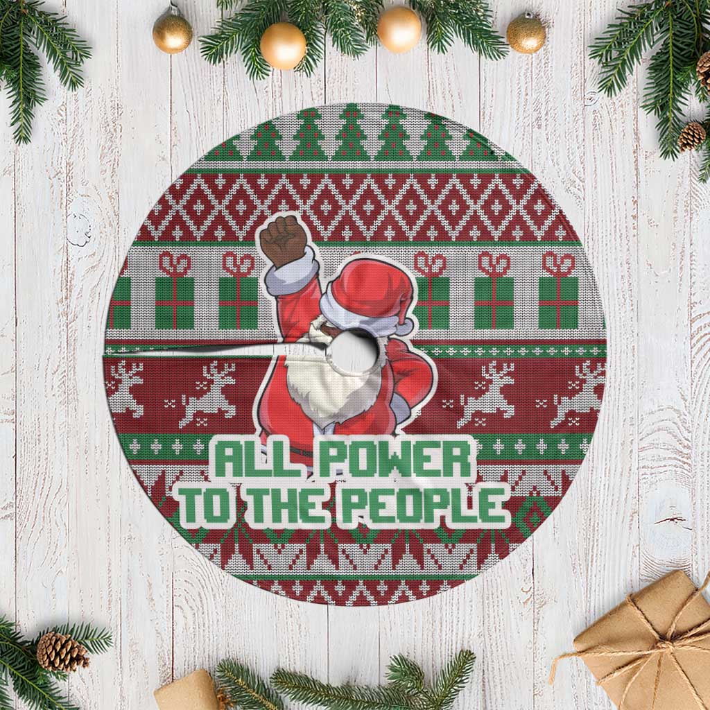 Africa Christmas Black Santa Fist Tree Skirt All Power to the People - Wonder Print Shop
