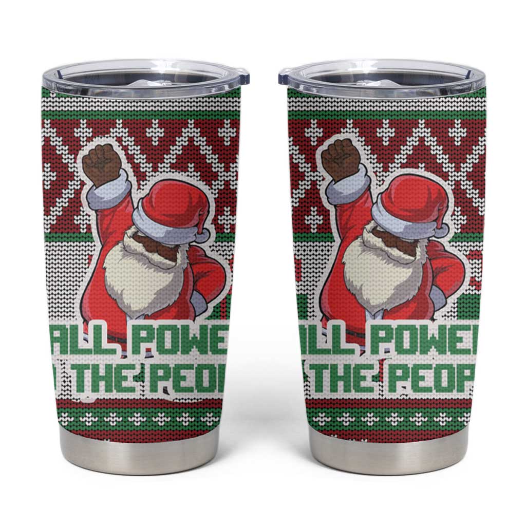 Africa Christmas Black Santa Fist Tumbler Cup All Power to the People - Wonder Print Shop