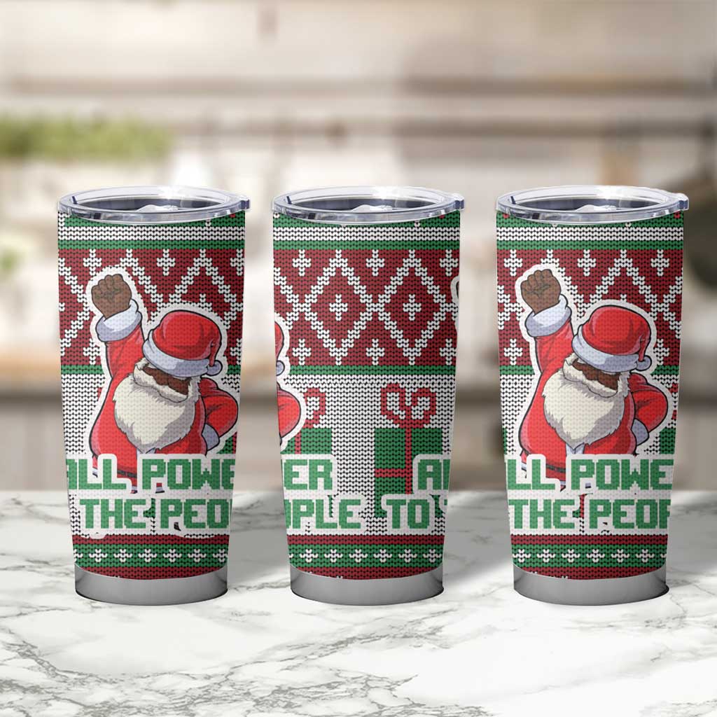 Africa Christmas Black Santa Fist Tumbler Cup All Power to the People - Wonder Print Shop