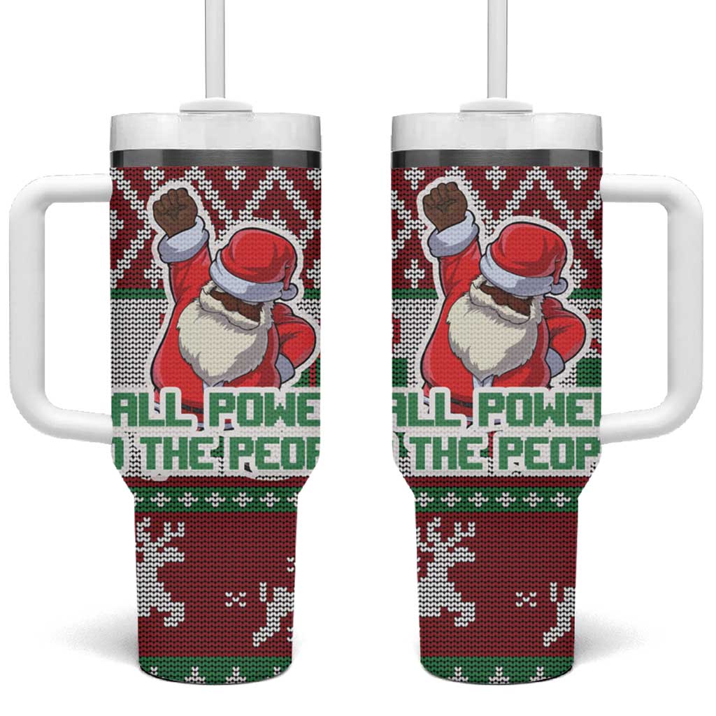 Africa Christmas Black Santa Fist Tumbler With Handle All Power to the People - Wonder Print Shop
