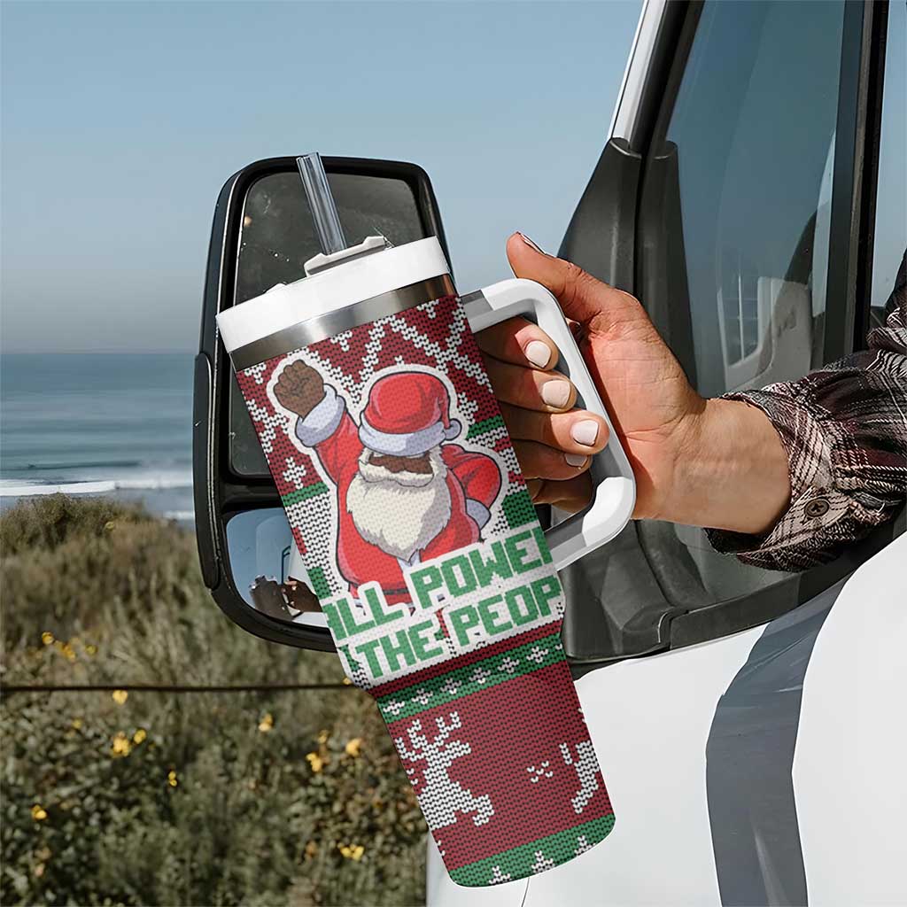 Africa Christmas Black Santa Fist Tumbler With Handle All Power to the People - Wonder Print Shop