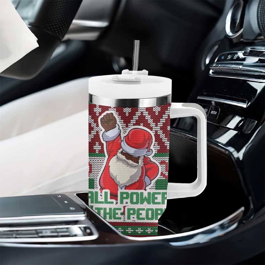 Africa Christmas Black Santa Fist Tumbler With Handle All Power to the People - Wonder Print Shop