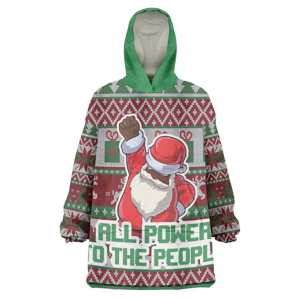Africa Christmas Black Santa Fist Wearable Blanket Hoodie All Power to the People - Wonder Print Shop