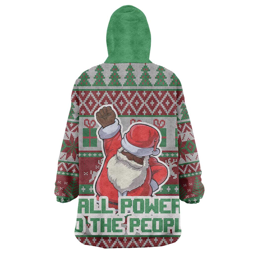 Africa Christmas Black Santa Fist Wearable Blanket Hoodie All Power to the People - Wonder Print Shop