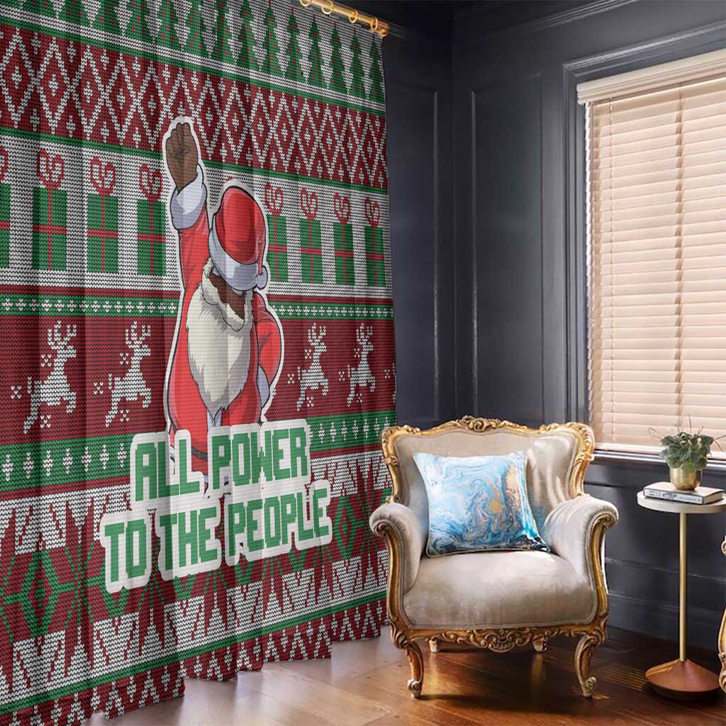 Africa Christmas Black Santa Fist Window Curtain All Power to the People - Wonder Print Shop
