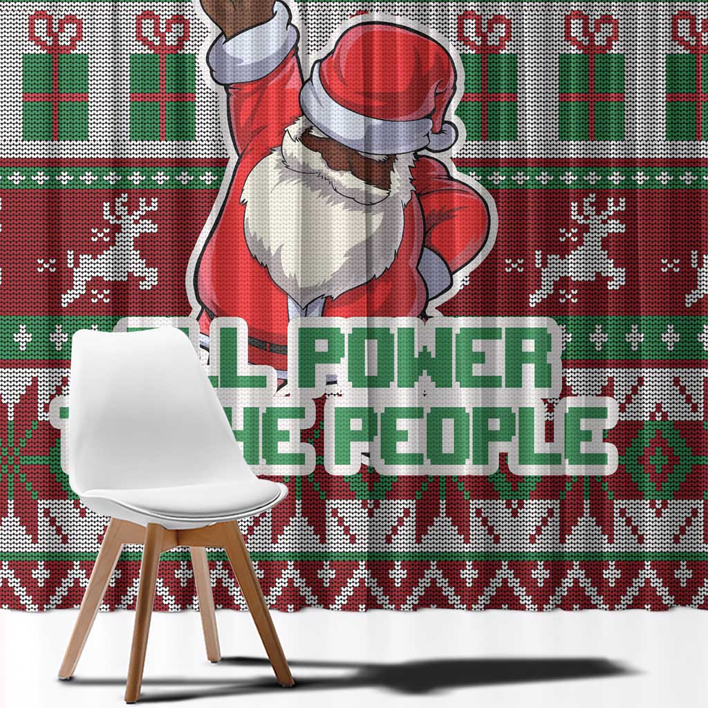 Africa Christmas Black Santa Fist Window Curtain All Power to the People - Wonder Print Shop