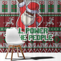 Africa Christmas Black Santa Fist Window Curtain All Power to the People - Wonder Print Shop