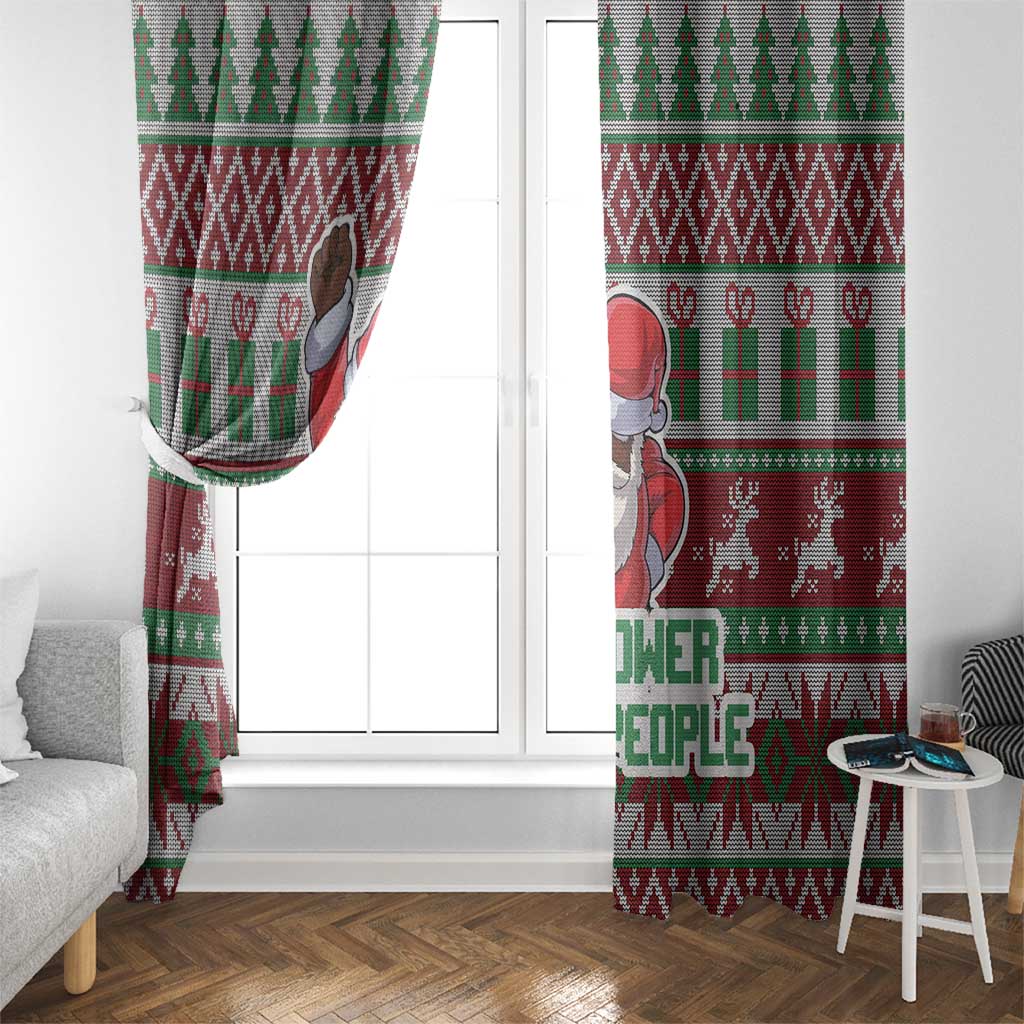 Africa Christmas Black Santa Fist Window Curtain All Power to the People - Wonder Print Shop