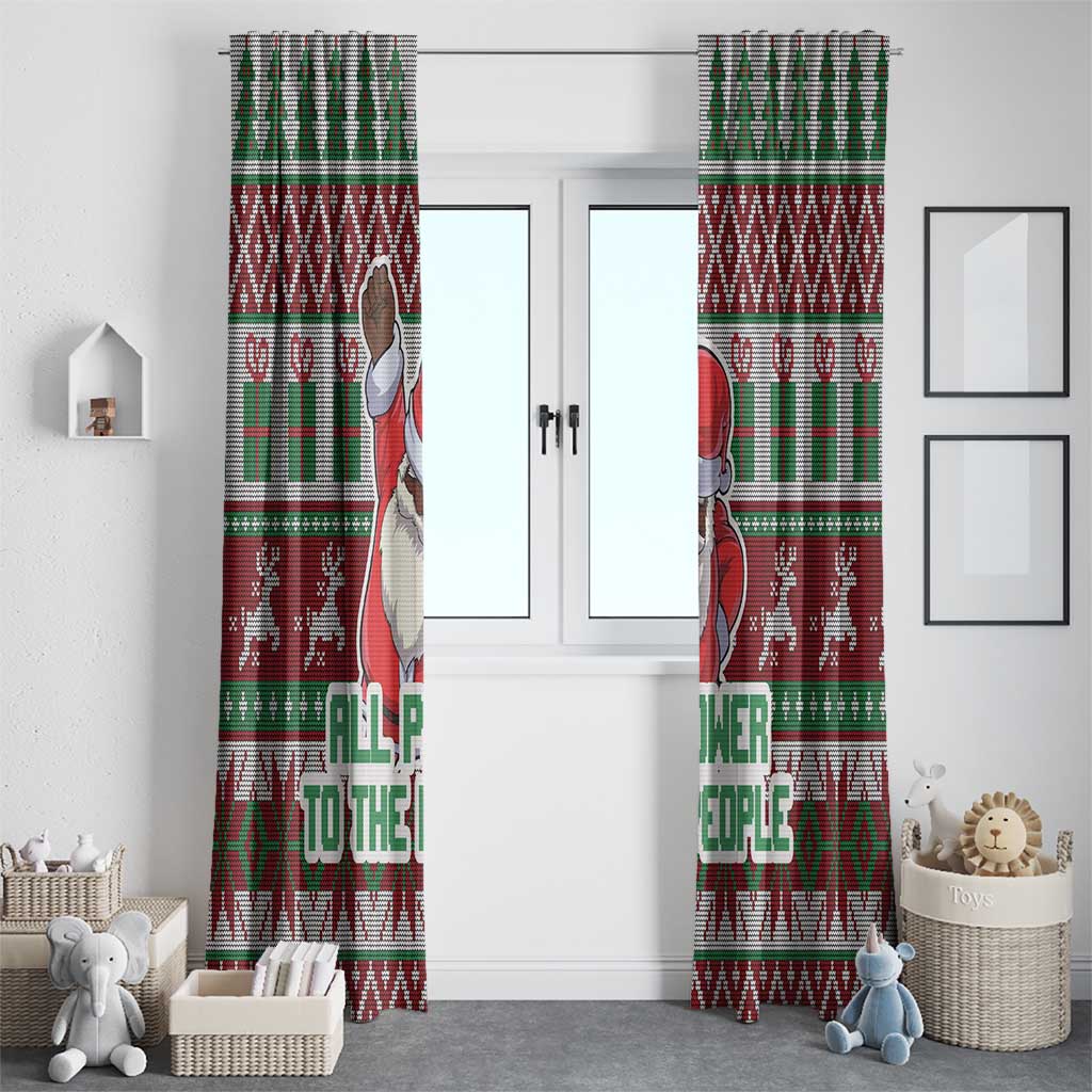 Africa Christmas Black Santa Fist Window Curtain All Power to the People - Wonder Print Shop