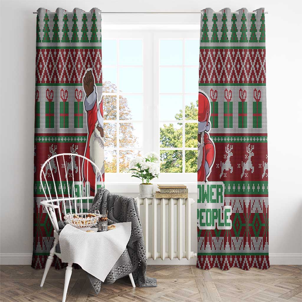 Africa Christmas Black Santa Fist Window Curtain All Power to the People - Wonder Print Shop