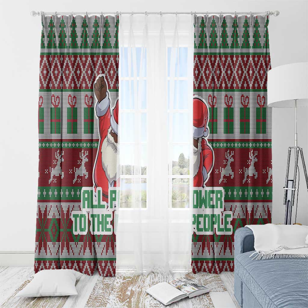 Africa Christmas Black Santa Fist Window Curtain All Power to the People - Wonder Print Shop
