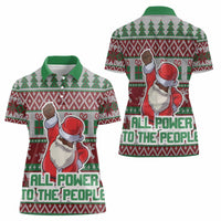 Africa Christmas Black Santa Fist Women Polo Shirt All Power to the People - Wonder Print Shop