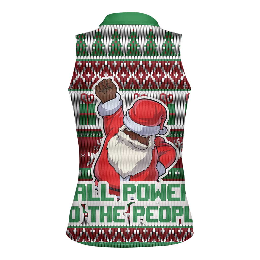 Africa Christmas Black Santa Fist Women Sleeveless Polo Shirt All Power to the People - Wonder Print Shop