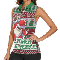 Africa Christmas Black Santa Fist Women Sleeveless Polo Shirt All Power to the People - Wonder Print Shop