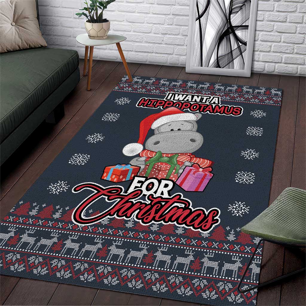 I Want A Hippopotamus Christmas Area Rug - Wonder Print Shop
