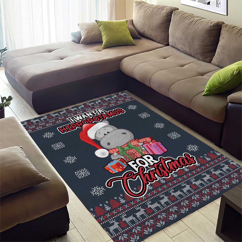 I Want A Hippopotamus Christmas Area Rug - Wonder Print Shop