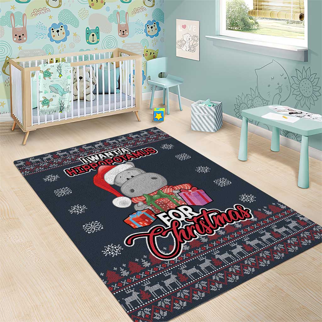 I Want A Hippopotamus Christmas Area Rug - Wonder Print Shop
