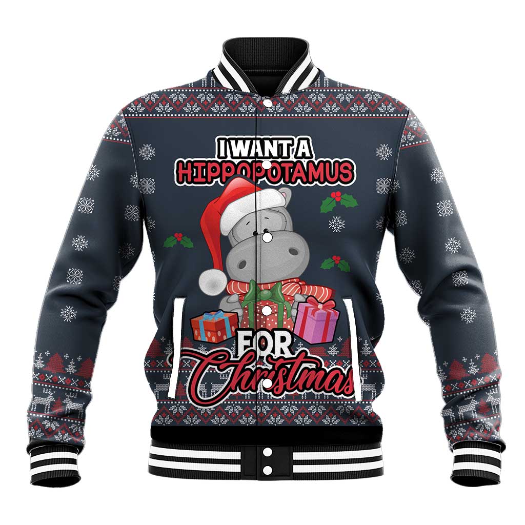 I Want A Hippopotamus Christmas Baseball Jacket - Wonder Print Shop