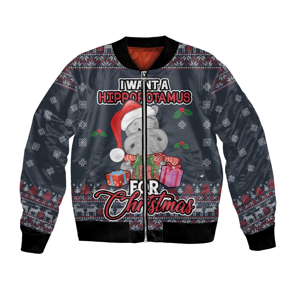 I Want A Hippopotamus Christmas Bomber Jacket - Wonder Print Shop