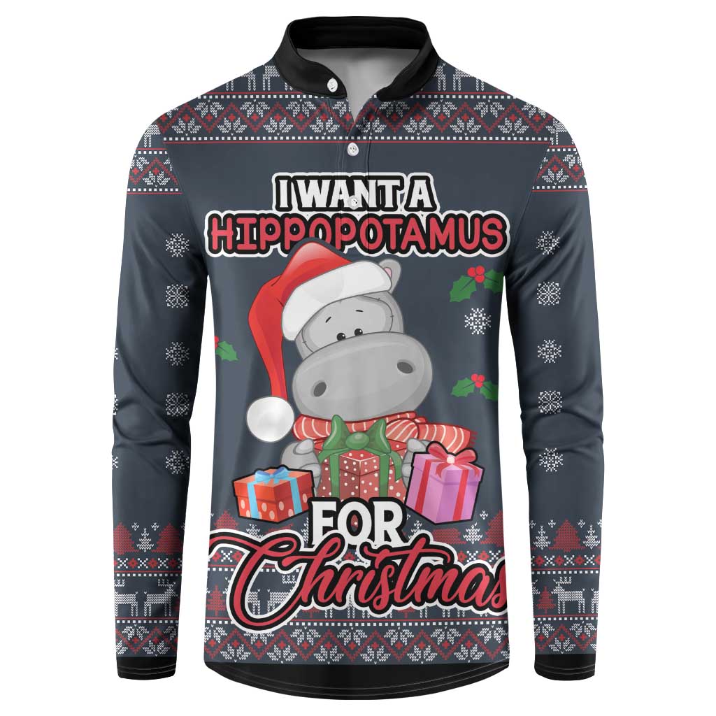 I Want A Hippopotamus Christmas Button Sweatshirt - Wonder Print Shop