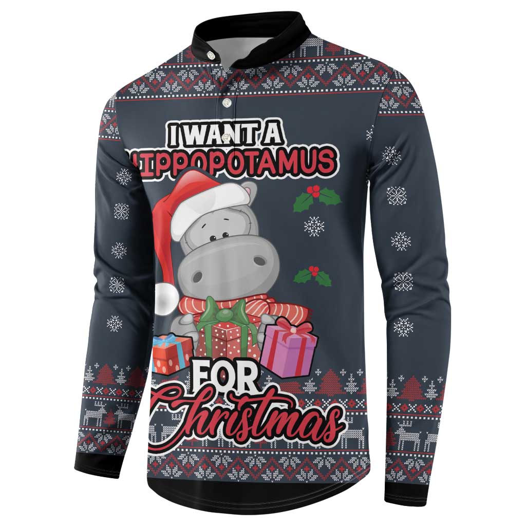 I Want A Hippopotamus Christmas Button Sweatshirt - Wonder Print Shop