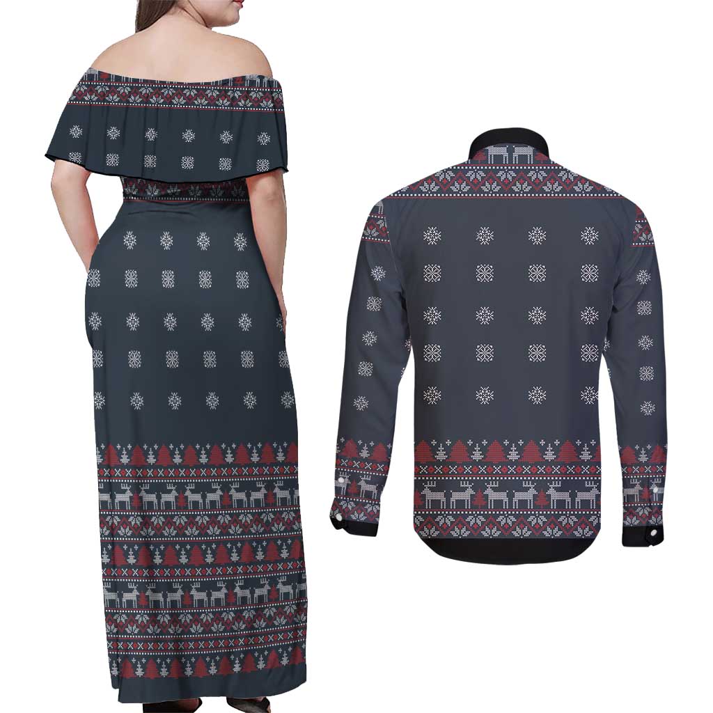 I Want A Hippopotamus Christmas Couples Matching Off Shoulder Maxi Dress and Long Sleeve Button Shirt - Wonder Print Shop