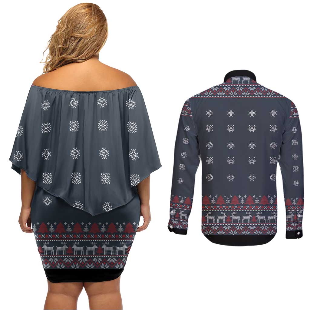 I Want A Hippopotamus Christmas Couples Matching Off Shoulder Short Dress and Long Sleeve Button Shirt - Wonder Print Shop