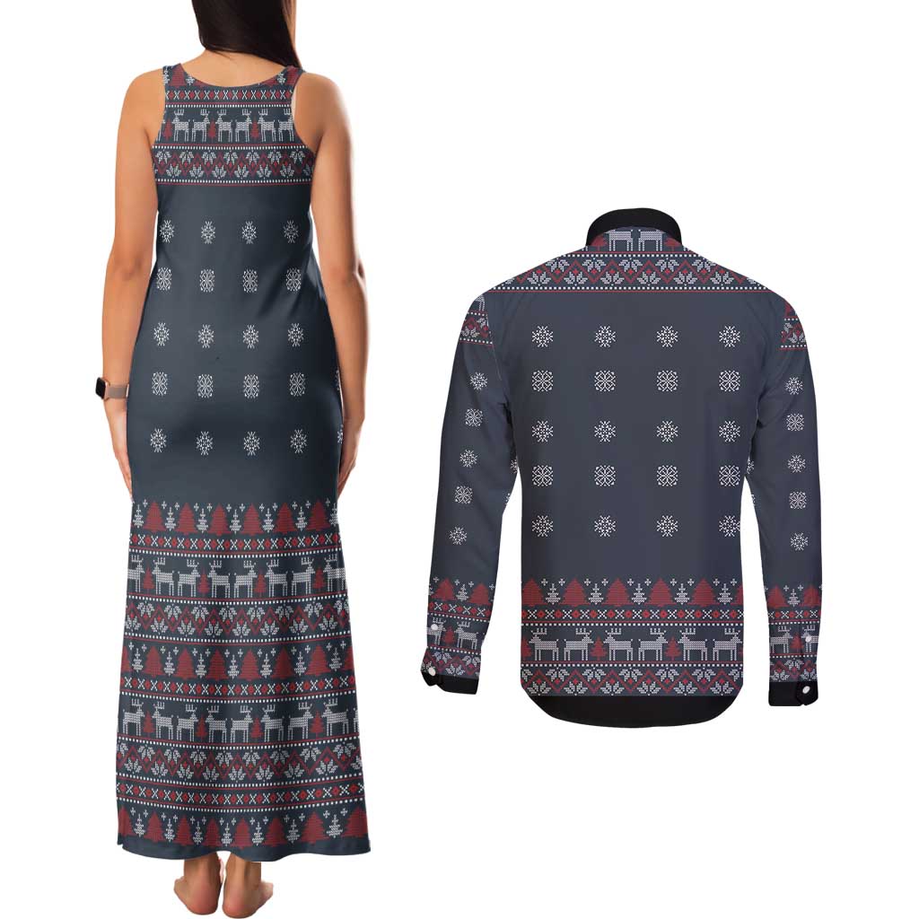 I Want A Hippopotamus Christmas Couples Matching Tank Maxi Dress and Long Sleeve Button Shirt - Wonder Print Shop