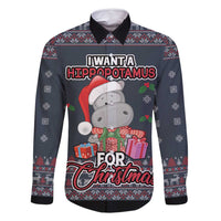 I Want A Hippopotamus Christmas Family Matching Long Sleeve Bodycon Dress and Hawaiian Shirt - Wonder Print Shop