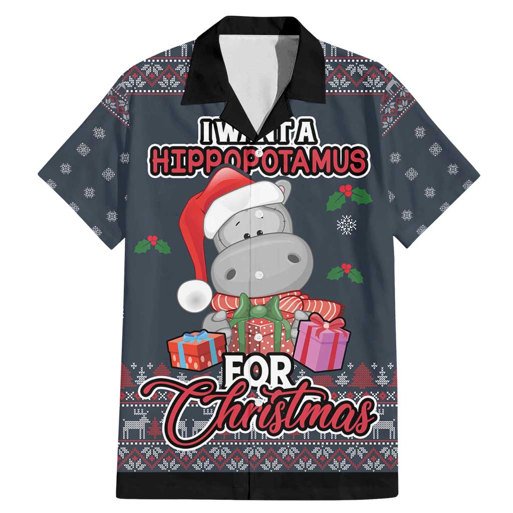 I Want A Hippopotamus Christmas Family Matching Mermaid Dress and Hawaiian Shirt - Wonder Print Shop