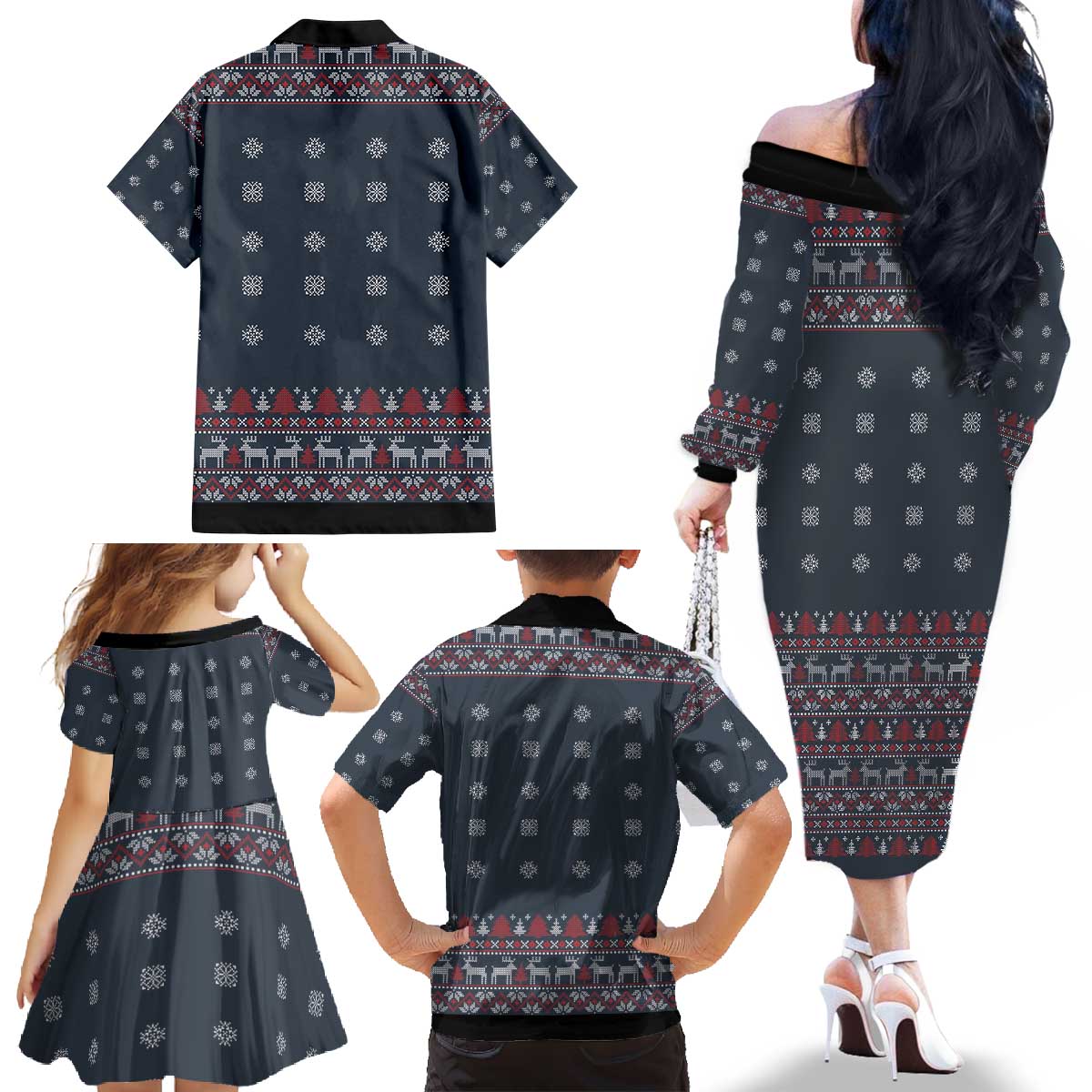 I Want A Hippopotamus Christmas Family Matching Off The Shoulder Long Sleeve Dress and Hawaiian Shirt - Wonder Print Shop