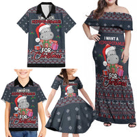 I Want A Hippopotamus Christmas Family Matching Off Shoulder Maxi Dress and Hawaiian Shirt - Wonder Print Shop