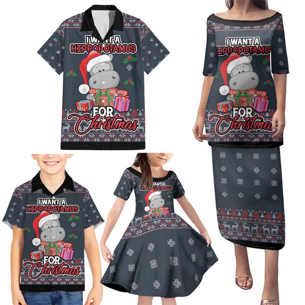 I Want A Hippopotamus Christmas Family Matching Puletasi and Hawaiian Shirt - Wonder Print Shop